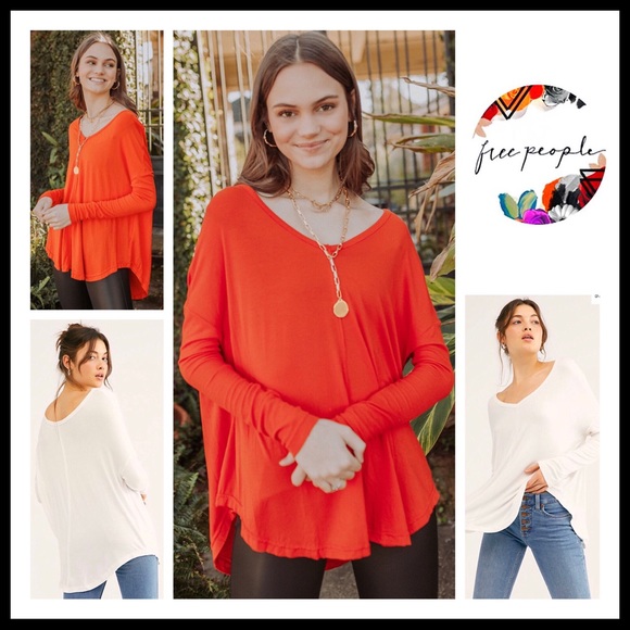 FREE PEOPLE BOHO TUNIC TOP FLOWY HI LO TEE A3C - Picture 6 of 16